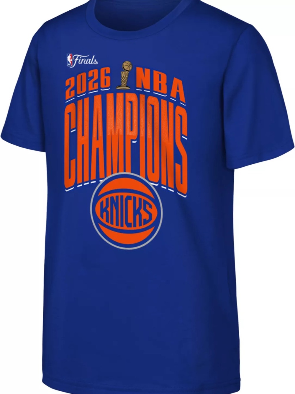 New York Knicks 2026 NBA Champions Royal Blue Short Sleeve T‑Shirt
